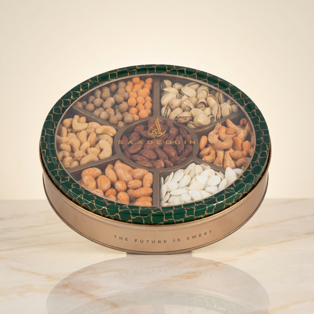 box of round mixed nuts