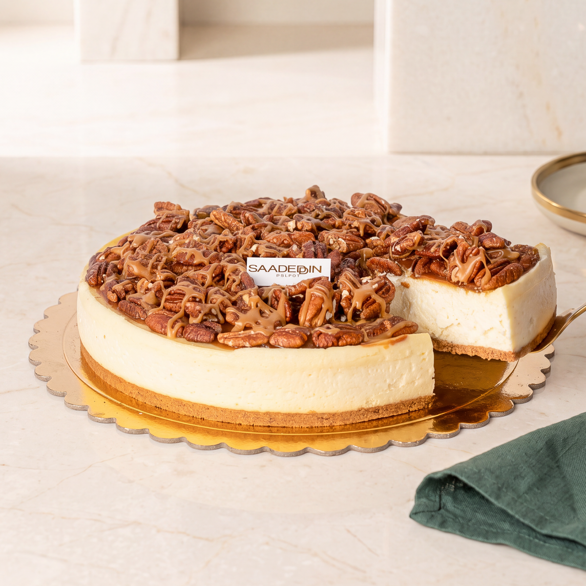 Small pecan caramel cheesecake